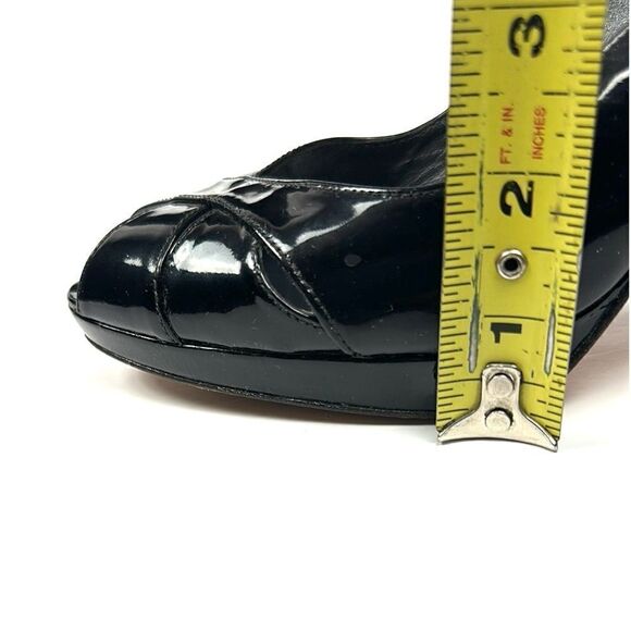 Stuart Weitzman Patent Leather Black Platform Pumps Slingback Peep Toe US 8,5 - Picture 16 of 16